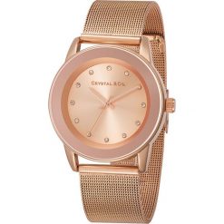 Zegarek kwarcowy w kolorze złotoróżowym z kryształkami Swarovski. Żółte, analogowe zegarki damskie marki Crystal & Co, ze stali. W wyprzedaży za 102,95 zł.