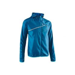 Kurtka - wiatrówka do biegania (trail) męska niebieska. Niebieskie kurtki sportowe męskie KALENJI, m, bez wzorów, z elastanu, bez kaptura, do biegania. Za 99,99 zł.