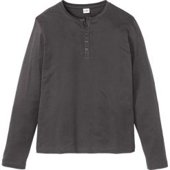 Shirt ekologiczny z dekoltem henley i długim rękawem, bawełna organiczna bonprix antracytowy. Szare koszulki męskie bonprix, s, bez wzorów, z bawełny, z okrągłym kołnierzem, z długim rękawem, długie. Za 44,99 zł.
