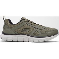 Sneakersy Skechers z pianką Memory bonprix oliwkowy. Zielone sneakersy męskie bonprix, na sznurówki. Za 189,99 zł.