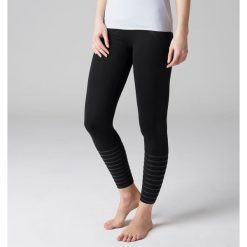 Legginsy Gym & Pilates 500 damskie. Czarne legginsy sportowe damskie NYAMBA, xl, bez wzorów, z elastanu, na jogę i pilates. Za 84,99 zł.