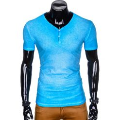 T-shirty męskie: T-SHIRT MĘSKI BEZ NADRUKU S894 - BŁĘKITNY