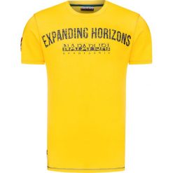 T-shirt NAPAPIJRI SELIZE. Żółte t-shirty męskie Napapijri, z nadrukiem, z bawełny, z okrągłym kołnierzem. W wyprzedaży za 186,00 zł.