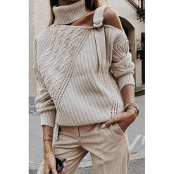 Sweter damska DORISA BEIGE. Brązowe swetry damskie Sweter damska DORISA BEIGE, uniwersalny, bez wzorów, bez rękawów, bez kaptura. W wyprzedaży za 59,00 zł.