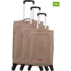 Walizki (3 szt.) "Teddy Bear" w kolorze brązowym. Brązowe walizki marki Lulu Castagnette, z materiału. W wyprzedaży za 673,95 zł.