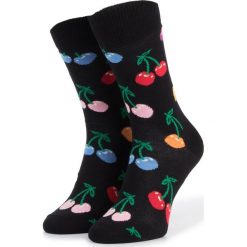 Skarpety Wysokie Unisex HAPPY SOCKS - CHE01-9002 Czarny Kolorowy. Czarne skarpetki damskie Happy Socks, bez wzorów, z elastanu. Za 39,90 zł.