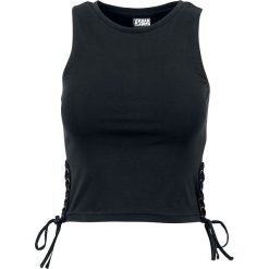 Urban Classics Ladies Lace Up Cropped Top Top damski czarny. Czarne bluzki damskie marki Urban Classics, l, bez wzorów, bez kołnierzyka, bez rękawów. Za 62,90 zł.