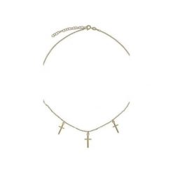 Srebrny pozłacany naszyjnik choker z krzyżykami. Żółte naszyjniki damskie Atdiament, srebrne. Za 119,00 zł.