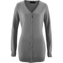 Długi sweter rozpinany bonprix szary melanż. Szare swetry damskie bonprix, bez wzorów, eleganckie, z długim rękawem, długie, bez kaptura. Za 74,99 zł.