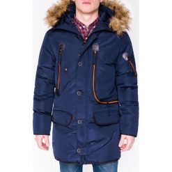 KURTKA MĘSKA ZIMOWA PARKA C369 - GRANATOWA. Niebieskie parki męskie Ombre Clothing, na zimę, s, bez wzorów, z poliesteru, bez kaptura. Za 109,00 zł.
