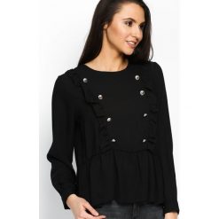 Bluzki damskie: Czarna Bluzka Military Romance