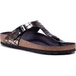 Japonki BIRKENSTOCK - Gizeh Bs 1016420 Gator Gleam Black. Czarne klapki damskie Birkenstock, bez wzorów, ze skóry ekologicznej, bez obcasa. Za 299,00 zł.