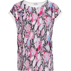 Shirt z nadrukiem bonprix biel wełny we wzór skóry węża. Białe koszulki damskie bonprix, z nadrukiem, z wełny, z okrągłym kołnierzem. Za 42,99 zł.