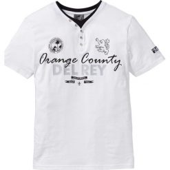 Shirt z dekoltem henley 2w1 bonprix biały. Białe koszulki męskie bonprix, s, z aplikacjami, bez kołnierzyka, bez rękawów. Za 49,99 zł.