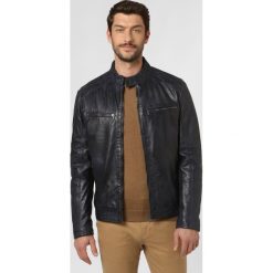 Maddox - Męska kurtka skórzana – Genua, niebieski. Niebieskie kurtki męskie Maddox, m, bez wzorów, klasyczne, bez kaptura. Za 549,95 zł.