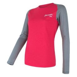 Sensor Koszulka Damska Merino Active Pt Logo Magenta/Szary M. Szare topy sportowe damskie marki Sensor, m, z nadrukiem, z wełny. Za 229,00 zł.
