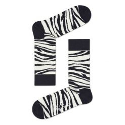 Skarpety Happy Socks Zebra (ZEB01-1000). Czarne skarpetki damskie marki Happy Socks, z motywem zwierzęcym, z bawełny. Za 23,99 zł.