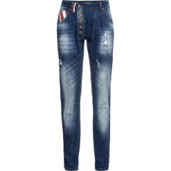 Dżinsy Boyfriend z naszytą flagą bonprix niebieski "stone”. Niebieskie jeansy damskie bonprix. Za 149,99 zł.