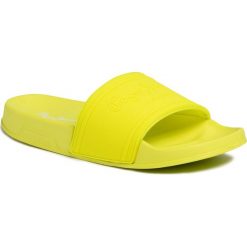 Klapki PEPE JEANS - Slider Unisex PLS70081 Neon Yellow 044. Żółte klapki damskie Pepe Jeans, bez wzorów, z jeansu, bez obcasa. Za 129,00 zł.