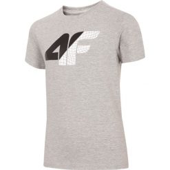 T-shirt chłopięcy (122-164) JTSM234 - szary melanż. Szare t-shirty chłopięce marki 4F JUNIOR, z nadrukiem, z materiału, bez rękawów. Za 29,99 zł.