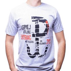 Koszulka męska t-shirt z nadrukiem szara Recea. Szare koszulki męskie Recea, xl, z nadrukiem, z bawełny, bez kołnierzyka. Za 49,99 zł.