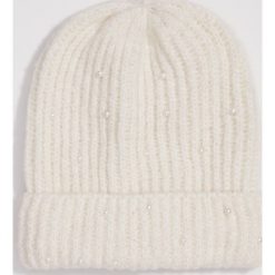 Czapka z perełkami - Kremowy. Białe czapki damskie Sinsay, bez wzorów. Za 29,99 zł.