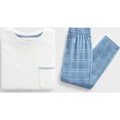 Mango Kids - Piżama dziecięca Pablo 110-164 cm. Białe piżamy chłopięce Mango Kids, bez wzorów, z bawełny, z długim rękawem. Za 79,90 zł.