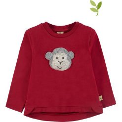 Bluza w kolorze czerwonym. Czerwone bluzy niemowlęce Mother Nature & Me, z aplikacjami, z bawełny, bez rękawów, bez kaptura. W wyprzedaży za 54,95 zł.