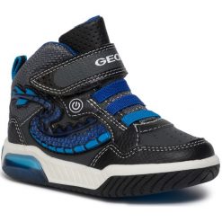 Sneakersy GEOX - J INek B.E J949CE 05411 C0245 M Black/Royal. Czarne trampki chłopięce Geox, bez wzorów, ze skóry ekologicznej, na rzepy. Za 259,00 zł.