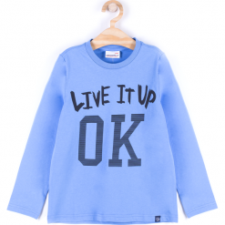 Koszulka. Niebieskie t-shirty chłopięce z długim rękawem BASIC BOY, z aplikacjami, z bawełny. Za 29,90 zł.