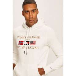 Tommy Hilfiger - Bluza. Niebieskie bluzy męskie TOMMY HILFIGER, s, z aplikacjami, z bawełny, z kapturem, bez rękawów, z kapturem. Za 579,90 zł.