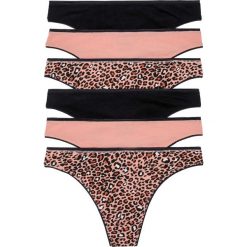 Stringi (6 par) bonprix koralowo-czarno-biały z nadrukiem. Czarne majtki damskie bonprix, z nadrukiem. Za 53,94 zł.