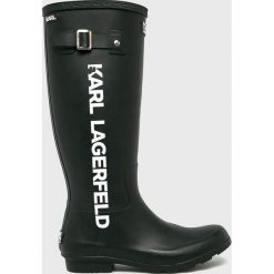 Karl Lagerfeld - Kalosze. Czarne kalosze damskie KARL LAGERFELD, bez wzorów, z materiału. Za 539,90 zł.