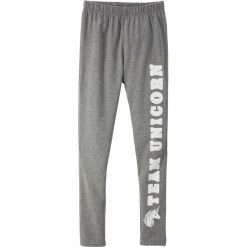 Legginsy dziewczęce bonprix szary melanż z nadrukiem. Szare spodnie dziewczęce bonprix, w paski, z elastanu. Za 37,99 zł.