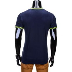 T-SHIRT MĘSKI BEZ NADRUKU S661 - GRANATOWY. Niebieskie t-shirty męskie z nadrukiem Ombre Clothing, m, z bawełny, z kontrastowym kołnierzykiem. Za 29,00 zł.