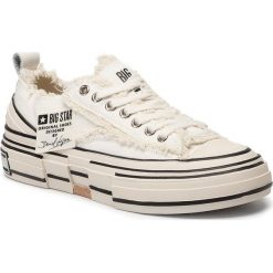 Trampki BIG STAR - FF274422 White. Białe półbuty damskie BIG STAR, bez wzorów, z gumy, retro, bez obcasa, na płaskiej podeszwie, bez zapięcia. W wyprzedaży za 179,00 zł.