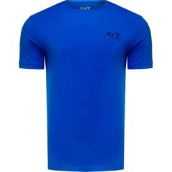 T-shirt EA7 EMPORIO ARMANI. Niebieskie t-shirty męskie EA7 Emporio Armani, z nadrukiem, z elastanu, z okrągłym kołnierzem. W wyprzedaży za 168,00 zł.