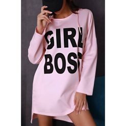 Tunika MALIAZA PINK. Różowe tuniki damskie IVET, z napisami, z kapturem, bez rękawów. W wyprzedaży za 69,00 zł.