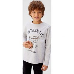 Mango Kids - Longsleeve dziecięcy Basket 110-164 cm. Szare t-shirty chłopięce Mango Kids, z nadrukiem, z elastanu, bez rękawów. Za 49,90 zł.