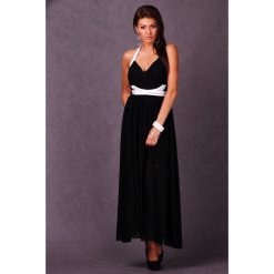 EMAMODA - DŁUGA SUKIENKA - CZARNY 4610-3 czarny. Czarne sukienki damskie Tagless, s, bez wzorów, z poliesteru, eleganckie, z dekoltem w serek, z długim rękawem, długie, maxi, rozkloszowane. Za 83,03 zł.