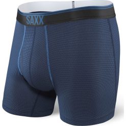 Męskie bokserki SAXX Quest Midnight Blue. Niebieskie bokserki męskie Saxx, bez wzorów, z dzianiny. Za 103,99 zł.