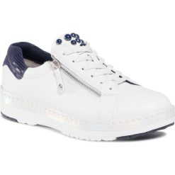 Sneakersy TAMARIS - 1-23711-24 White/Navy 149. Białe półbuty damskie Tamaris, ze skóry. Za 339,00 zł.