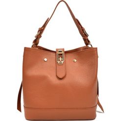 Skórzana torebka w kolorze jasnobrązowym - (S)27 x (W)29 x (G)17,5 cm. Pomarańczowe torebki klasyczne damskie Black Friday Bags, w paski, ze skóry, przez ramię, bez dodatków. W wyprzedaży za 259,95 zł.