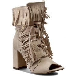 Buty zimowe damskie: Botki ROBERTO – 514 Beż Welur