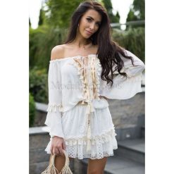 Bluzka Boho Lux. Szare bluzki damskie Modaforyou, s, z aplikacjami, z elastanu, boho, bez kołnierzyka, bez rękawów. Za 99,00 zł.
