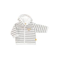 Steiff Girls Baby Nicki Bluza z kapturem w paski kolor softgrey - szary - Gr.74. Szare bluzy niemowlęce Steiff, w paski, z bawełny, bez rękawów, z kapturem. Za 124,00 zł.