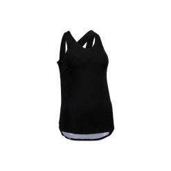 Top fitness kardio 500 damski. Czarne topy damskie marki DOMYOS, l, bez wzorów, z elastanu, bez kołnierzyka. Za 74,99 zł.