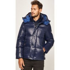 Tommy Hilfiger - Kurtka puchowa. Niebieskie płaszcze męskie TOMMY HILFIGER, s, bez wzorów, z elastanu, krótkie, z kapturem. W wyprzedaży za 1199,00 zł.