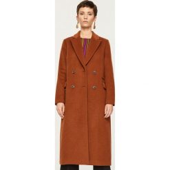 Płaszcz z domieszką wełny - Brązowy. Brązowe płaszcze damskie pastelowe Reserved, z wełny. Za 399,99 zł.