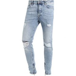 Topman ACID WASH RIP ZIP Jeans Skinny Fit blue. Niebieskie jeansy męskie relaxed fit marki Topman. Za 249,00 zł.